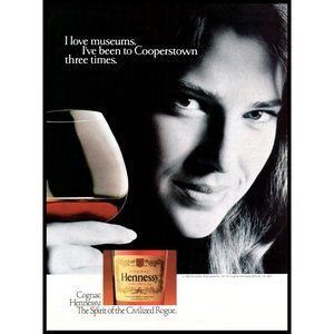 1988 Hennessy Cognac Vintage Print Ad Woman Baseball Museum Cooperstown Wall Art